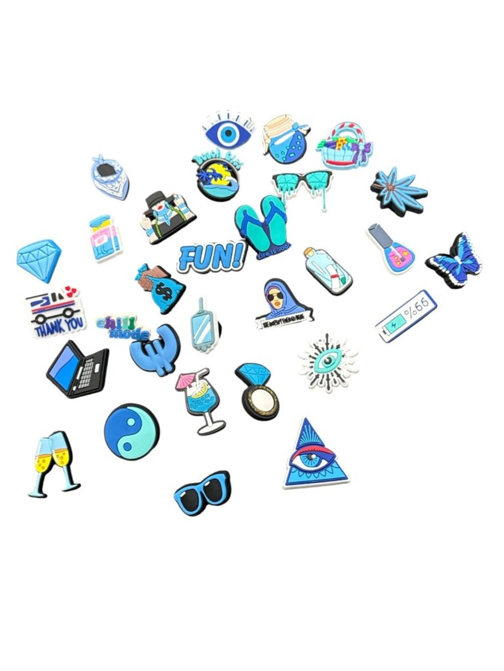 Assorted Fun-Themed Shoe Charms Set Decorative Accessories For Crocs PVC Materia